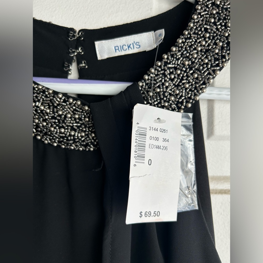 BNWT Rickis Black A Line Chiffon Flowy Holiday Dress size 0 - Picture 3 of 8